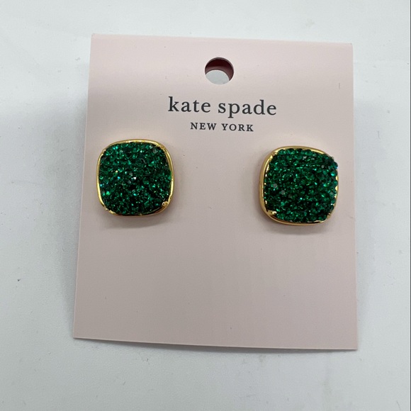 NWT Kate Spade Green Druzy Square Earrings